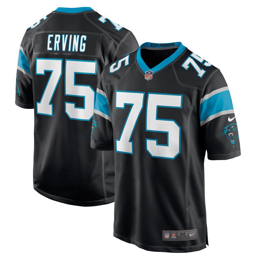 Men Carolina Panthers #75 Cameron Erving Nike Black Game NFL Jersey